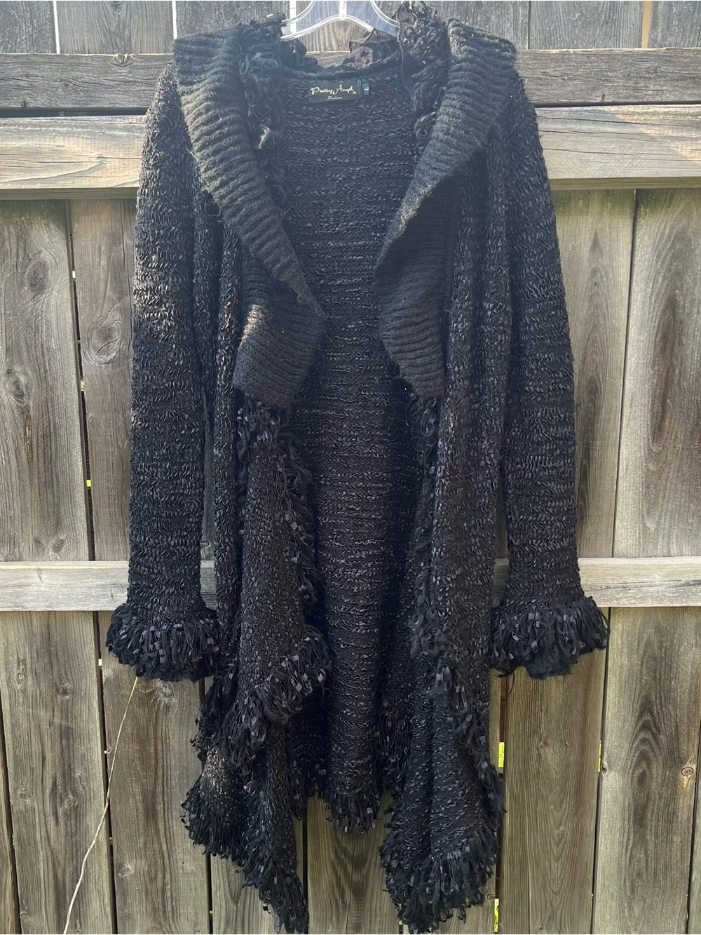 Pretty Angel Black Textured Open-Front Women's Sweater Cardigan